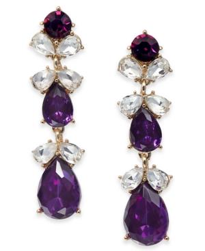 Charter Club Gold-tone Crystal & Stone Linear Drop Earrings, Created For Macy's