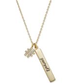 Kate Spade New York Gold-tone Crystal Hashtag Party Of Two Bar Charm Pendant Necklace