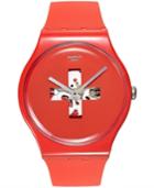 Swatch Unisex Swiss Swiss Around The Clock Red Silicone Strap Watch 41mm Suor106