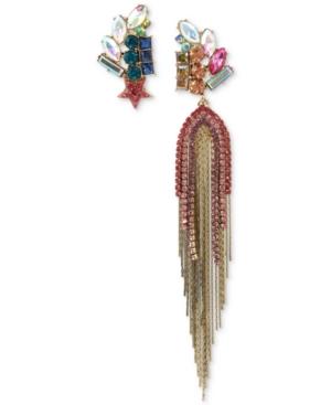 Betsey Johnson Gold-tone Multi-stone Star & Chain Mismatch Earrings