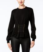 Inc International Concepts Lace-up Corset Sweater, Created For Macy's