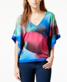 Xoxo Juniors' Optical Scarf-print Dolman-sleeve Poncho Top