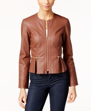 Inc International Concepts Macy's Faux-leather Peplum Moto Jacket, Only At Macy's