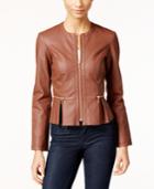 Inc International Concepts Macy's Faux-leather Peplum Moto Jacket, Only At Macy's
