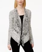 Inc International Concepts Draped Fringe-trim Cardigan, Only At Macy's