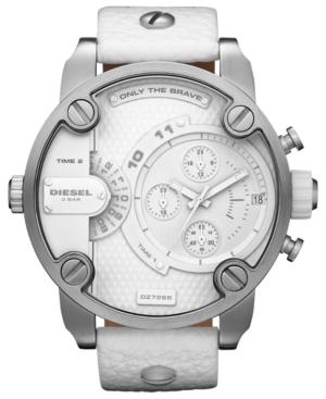 Diesel Watch, Men's White Leather Strap 51mm Dz7265