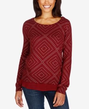 Lucky Brand Patterned Contrast-hem Sweater