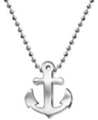Alex Woo Anchor Beaded Pendant Necklace In Sterling Silver