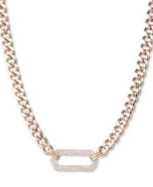 Dkny Gold-tone Pave Link Pendant Necklace, 16 + 3 Extender, Created For Macy's