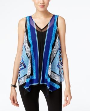 Inc International Concepts Mixed-print Chiffon Top, Only At Macy's