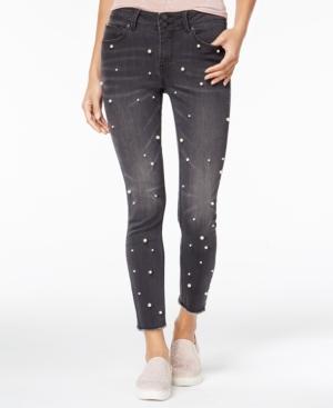 Indigo Rein Juniors' Imitation-pearl-embellished Skinny Jeans
