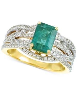 Rare Featuring Gemfields Certified Emerald (1-1/5 Ct. T.w.) And Diamond (3/8 Ct. T.w.) Ring In 14k Gold