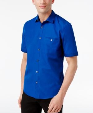 Alfani Black Men's Blair Textured Micro-stripe Cotton Shirt, Only At Macy's