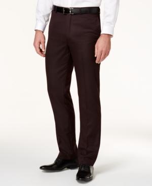 Calvin Klein Men's Burgundy Flat-front Slim-fit Dress Pants
