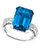 14k White Gold Ring, Blue Topaz (8-9/10 Ct. T.w.) And Diamond (1/8 Ct. T.w.)