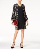 Alfani Printed Floral Bell-sleeve Dress, Created For Macy's