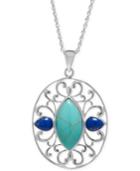 Manufactured Turquoise And Dyed Lapis Pendant Necklace In Sterling Silver (5 Ct. T.w.)