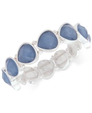 Nine West Silver-tone Teardrop Stone Stretch Bracelet