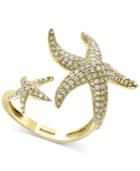 D'oro By Effy Diamond Pave Double Starfish Cuff Ring (3/4 Ct. T.w.) In 14k Gold