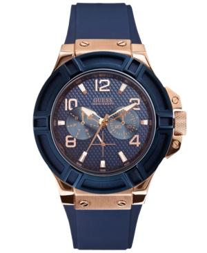 Guess Watch, Men's Blue Silicone Strap 46mm U0247g3