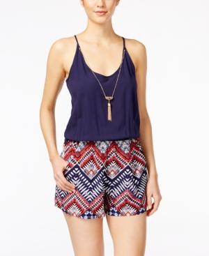 Bcx Juniors' Printed Necklace Romper