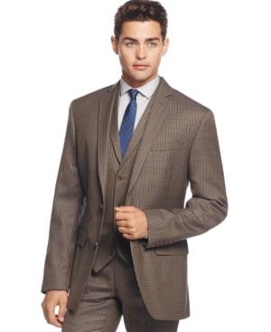 Bar Iii Olive Multi Check Slim-fit Jacket