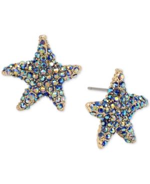Betsey Johnson Gold-tone Colored Pave Starfish Stud Earrings