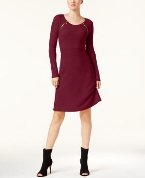 I.n.c. Zipper-shoulder Ribbed Dress, Created For Macy's