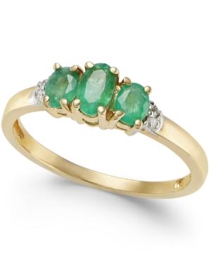 Emerald (3/4 Ct. T.w.) & Diamond Accent Ring In 14k Gold