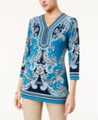 Jm Collection Embellished Paisley-print Top, Created For Macy's