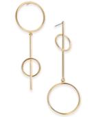Inc International Concepts Gold-tone Double Circle Mismatch Linear Drop Earrings, Created For Macy's