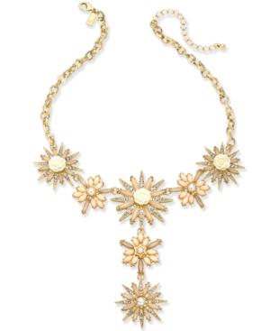 Inc International Concepts Gold-tone Stone & Crystal Flower Lariat Necklace 15 + 3 Extender, Created For Macy's