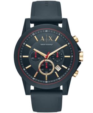 Ax Armani Exchange Men's Chronograph Blue Silicone Strap Watch 47mm