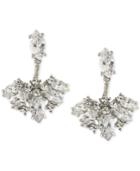 Carolee Silver-tone Marquise Cluster Front And Back Earrings