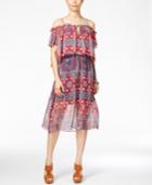 Bcbgeneration Off-the-shoulder Printed Chiffon Dress