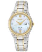 Seiko Women's Solar Diamond Accent Two-tone Stainless Steel Bracelet Watch 30mm Sut214