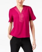 Trina Turk V-neck Zip-front Blouse