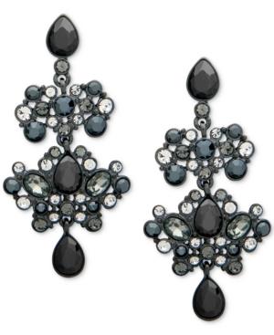 Givenchy Hematite-tone Pave & Black Stone Chandelier Earrings