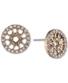 Marchesa Gold-tone Pave Starburst Disc Stud Earrings