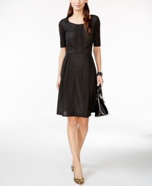 Ny Collection Illusion-stripe A-line Dress