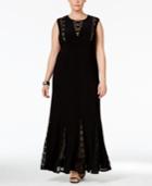 R & M Richards Plus Size Sequined Lace Gown