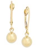 Round Ball Drop Earrings In 10k Gold