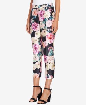 Tahari Asl Floral-print Satin Pants