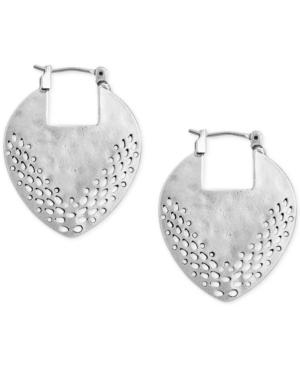 Lucky Brand Silver-tone Openwork Filled Hoop Earrings