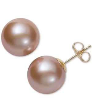 Belle De Mer Pink Cultured Freshwater Pearl (11mm) Stud Earrings In 14k Gold, Created For Macy's