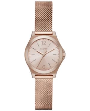 Dkny Women's Parsons Rose Gold-tone Stainless Steel Mesh Bracelet Watch 30mm Ny2489