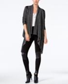 Bar Iii Faux-leather-inset Waterfall Cardigan, Only At Macy's