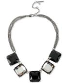 Kenneth Cole Hematite-tone Black And Clear Stone Frontal Necklace