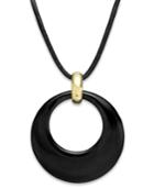 Signature Gold Onyx Disc Cord Pendant Necklace (38-1/2 Ct. T.w.) In 14k Gold Over Resin