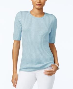 Tommy Hilfiger Ribbed Crew-neck Top, Only At Macy's